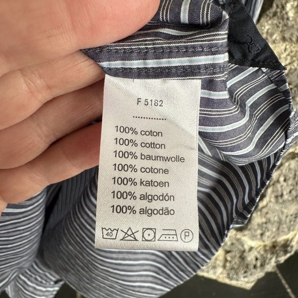 LACOSTE Long Sleeve Button Stripe Shirt Size 44‎ Slim Check Measurements XL - Picture 6 of 9